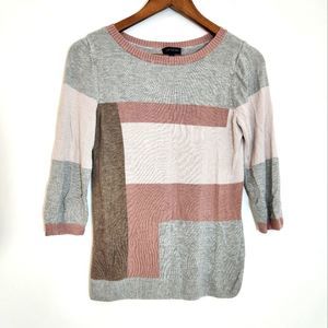The Limited Color Block Sweater 3/4 Sleeve Neutrals Size Medium